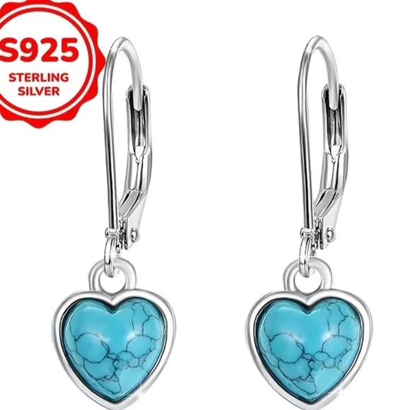 Elegant Blue Heart Earrings - Picture 4 of 5